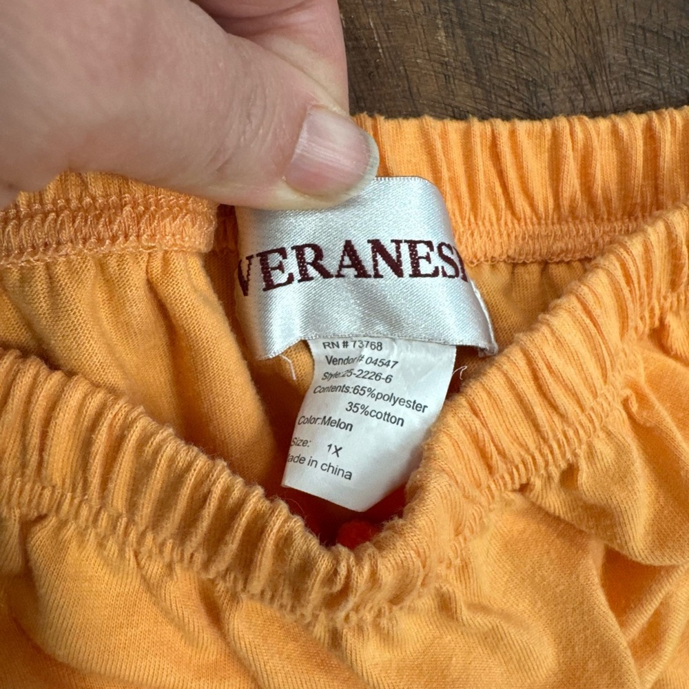 Veranesi Peach Orange Tiered Bohemian Skirt Women’s 1X - Picture 3 of 5